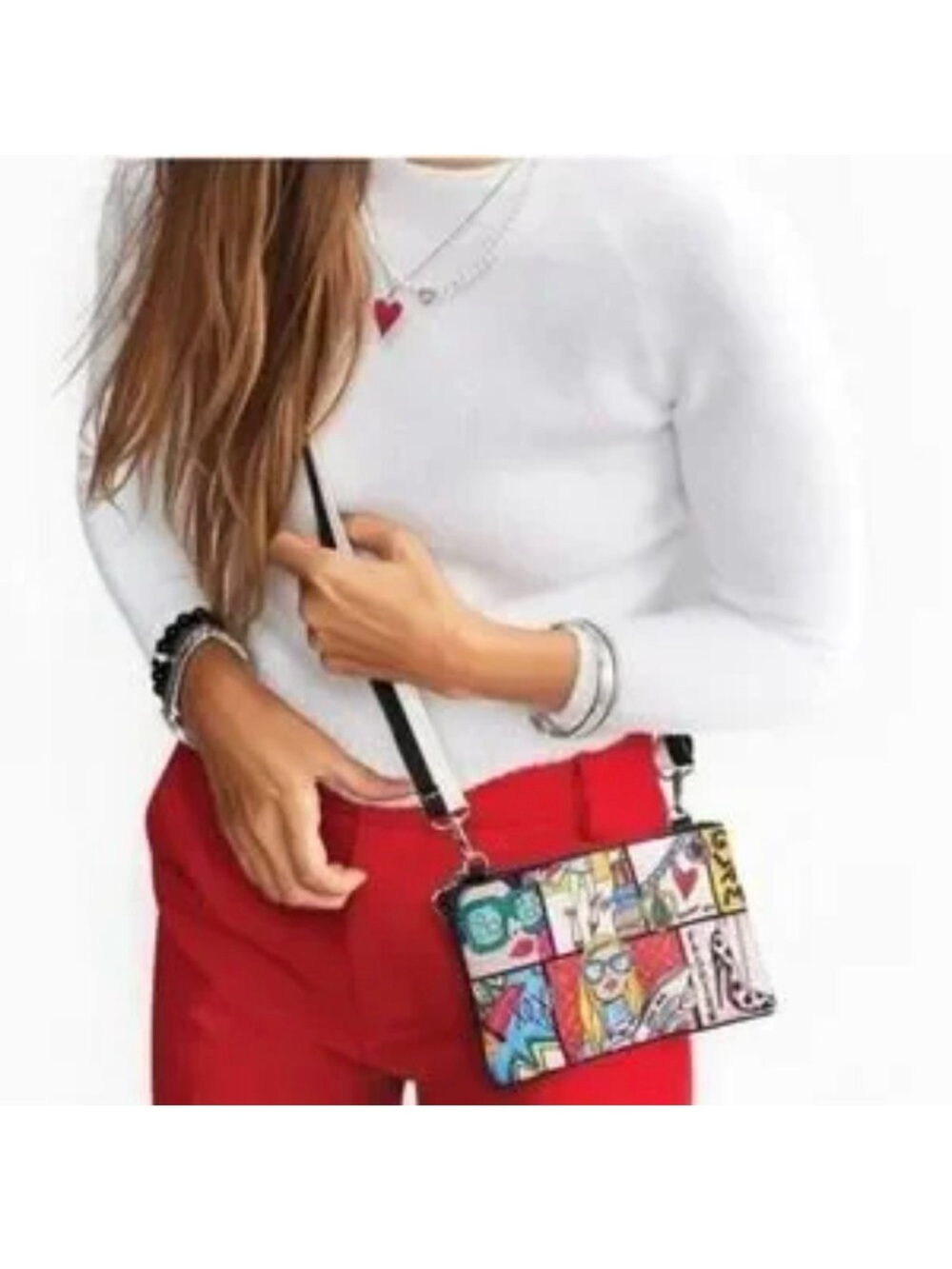 Brighton White Multi Pop-Art Comic Crossbody Bag/Clutch